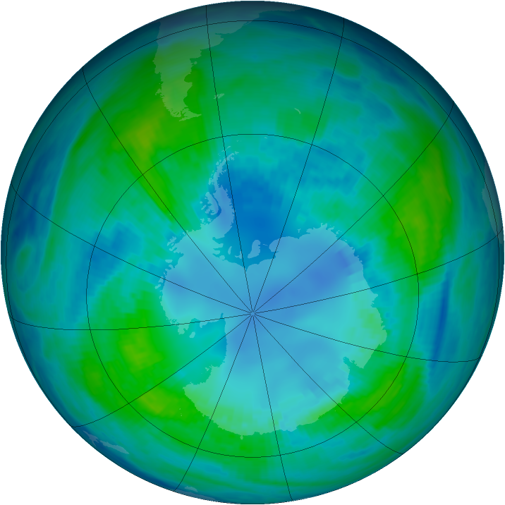 Antarctic ozone map for 18 April 1988